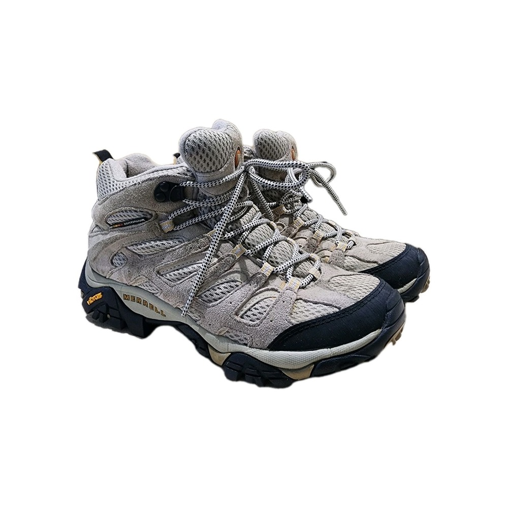 Merrell Moab Mid Ventilator Hiking Shoes Womens 8.5 Taupe Vibram Trail Boots